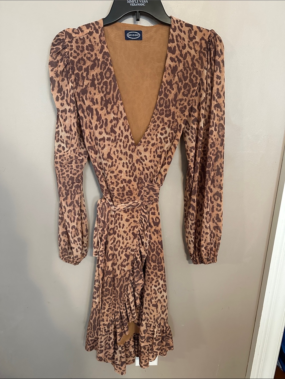 Leopard Print Brown Wrap Dress
